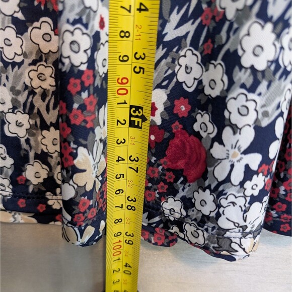 Kaileigh Floral Faux Wrap Dress Navy Red Size XLarge Dark Fairy Whimsygoth - Picture 4 of 10